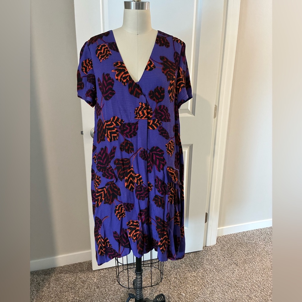 Vintage Marc By Marc Jacobs Purple and Orange Leaf Midi Dress